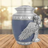 Medium, Youth or Pet Wings of an Angel Blue Hearts Urn - Pro Laser Engraving