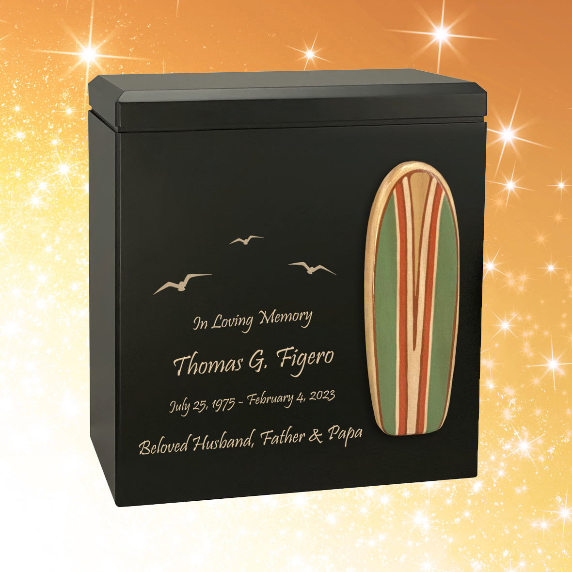 Surf Rider Paddle Boards Wood Cremation Urn - Choose One of Three Options