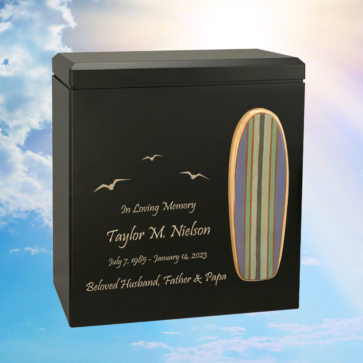 Surf Rider Paddle Boards Wood Cremation Urn - Choose One of Three Options