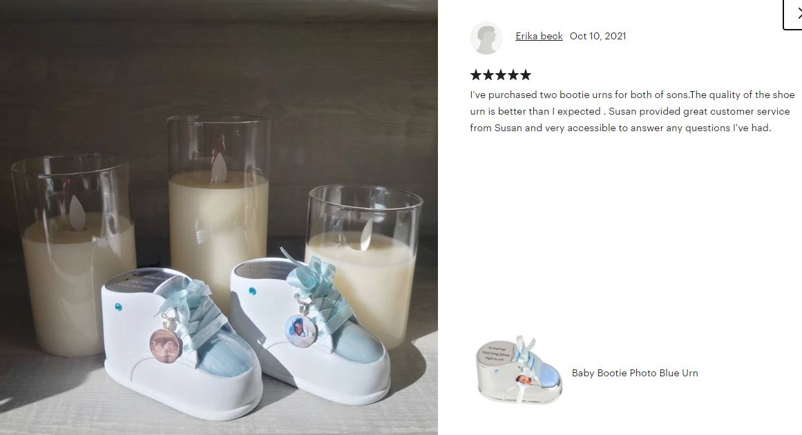 Blue Bootie Photo Baby Urn