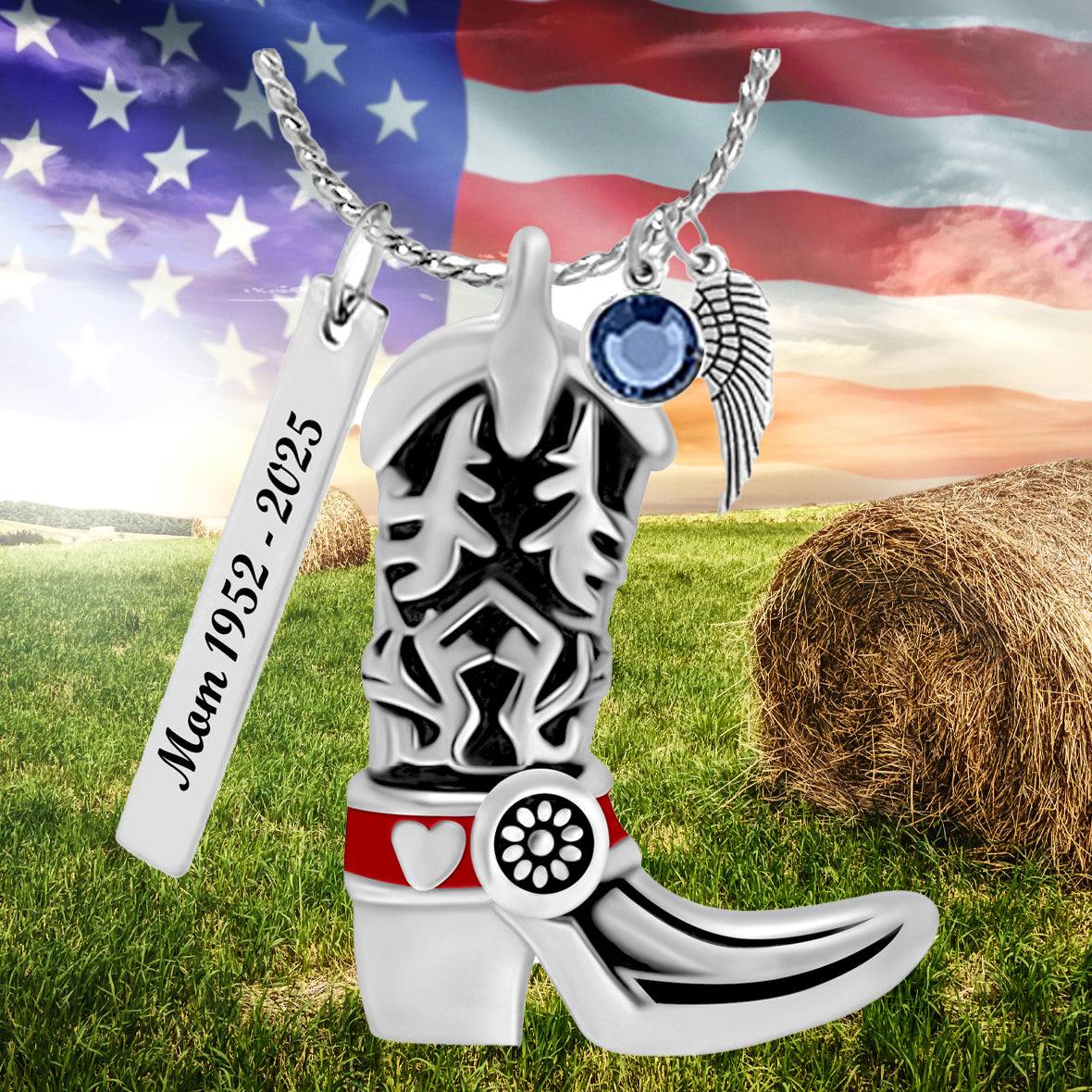 Cowgirl Boot Cremation Jewelry Urn - Love Charms® Option