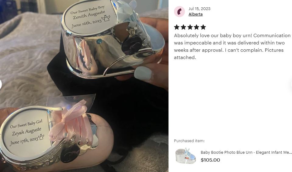 Blue Bootie Photo Baby Urn