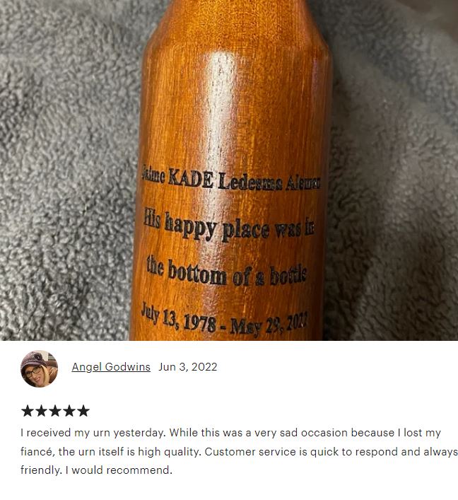 Beer Bottle Toast Keepsake Urn - Light or Dark Wood Options