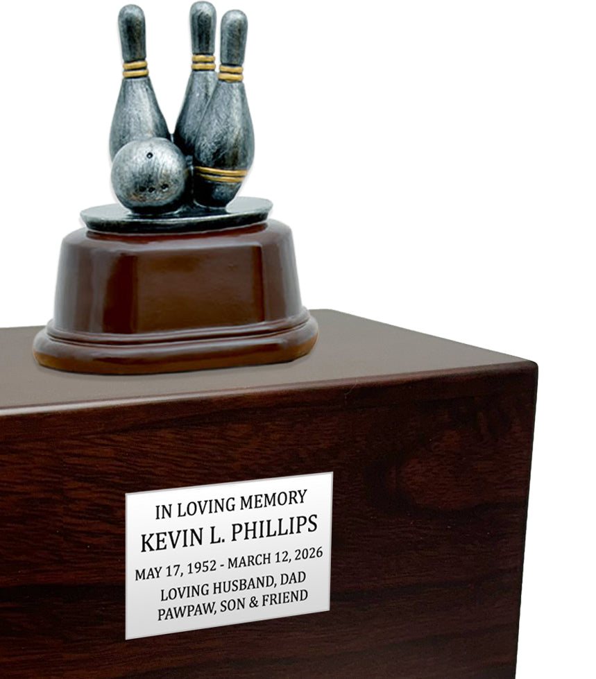 Bowling Cremation Urn - Free Engraved Pewter Plate