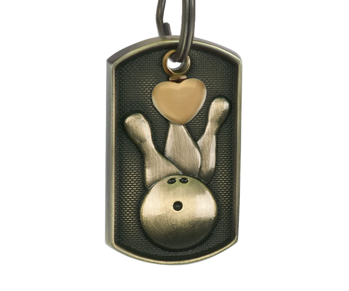 Bowling Dog Tag Heart Key Chain Urn