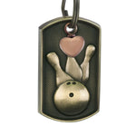 Bowling Dog Tag Heart Key Chain Urn