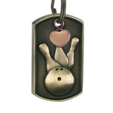 Bowling Dog Tag Heart Key Chain Urn