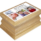 Blue Heart Boy Photo Oak Urn - 3 Photo Options
