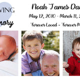 Blue Heart Boy Photo Redwood Urn - 3 Photo Options
