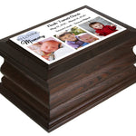 Blue Heart Boy Photo Walnut Urn - 3 Photo Options