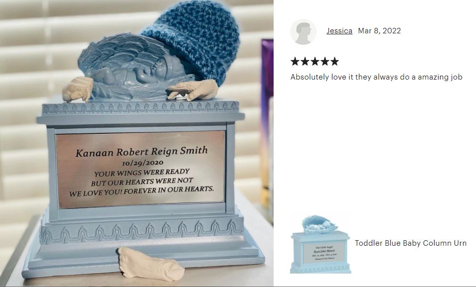 Toddler Blue Baby Column Urn - Free Engraving