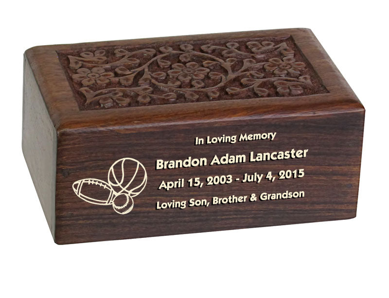 Boy Wood Floral Urn