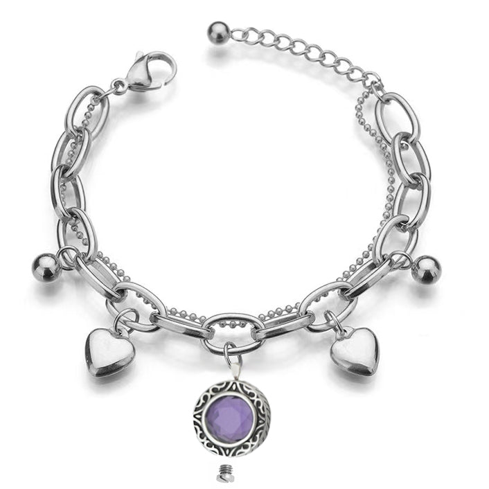 Hearts & Amethyst Bracelet Urn