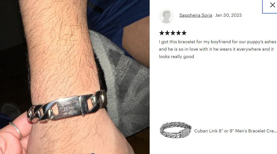 Cuban Link Men's Bracelet Cremation Urn - 7 1/2" 8" or 9" 