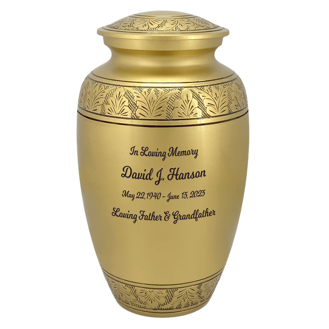 Gold Winged Adult Cremation Urn - Tribute Wreath™ - Pro Diamond Engraving  - Burial Vault Option