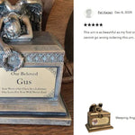 Weeping Angel Photo Pet Cremation Urn - Custom Wings & Gold Engraving - Beautiful Mourning Angel