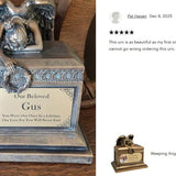 Weeping Angel Photo Pet Cremation Urn - Custom Wings & Gold Engraving - Beautiful Mourning Angel