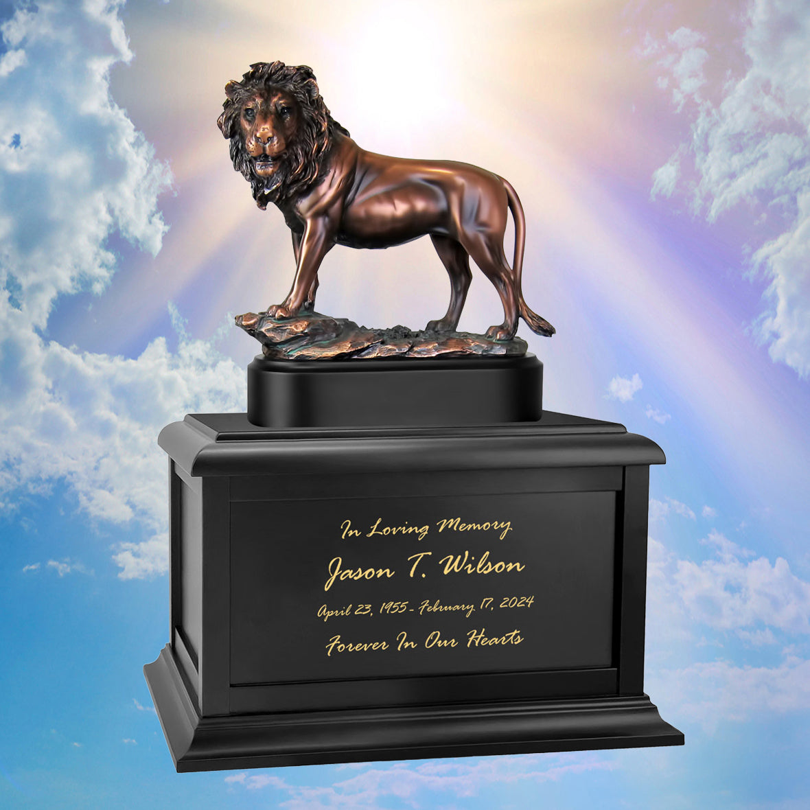 Bronze Lion Keep The Memory® Wood Urn