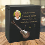 Brown & White Electric Guitar Adult Cremation Urn - Miniature Guitar - Photo Option