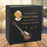 Brown & White Electric Guitar Adult Cremation Urn - Miniature Guitar - Photo Option