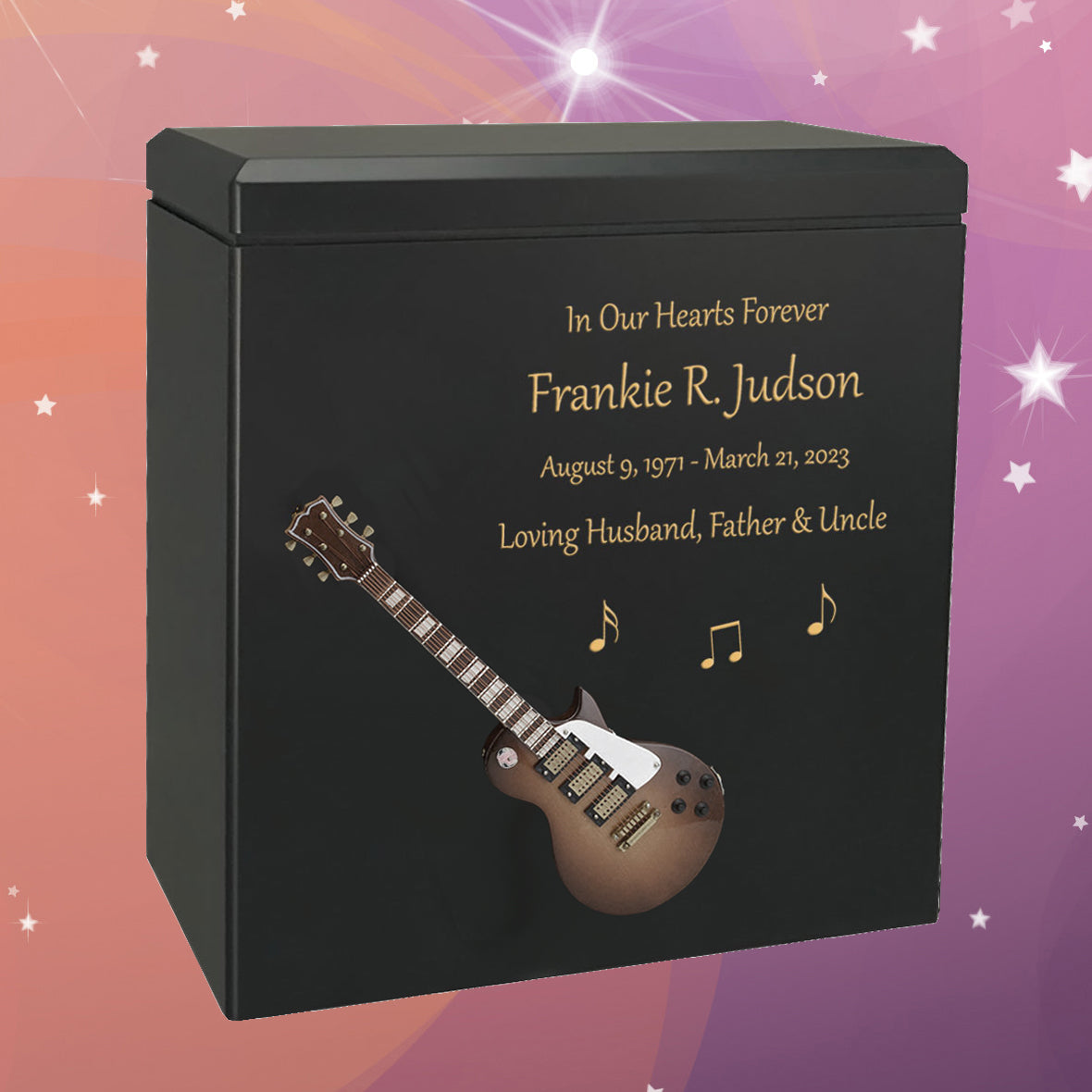 Brown & White Electric Guitar Adult Cremation Urn - Miniature Guitar - Photo Option