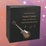 Brown & White Electric Guitar Adult Cremation Urn - Miniature Guitar - Photo Option