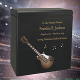 Brown & White Electric Guitar Adult Cremation Urn - Miniature Guitar - Photo Option