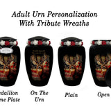 Buck USA Flag Deer Medium or Adult Cremation Urn - Tribute Wreath™ - Pro Personalization - Burial Vault Option