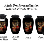 Buck USA Flag Deer Medium or Adult Cremation Urn - Tribute Wreath™ - Pro Personalization - Burial Vault Option