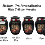 Buck USA Flag Deer Medium or Adult Cremation Urn - Tribute Wreath™ - Pro Personalization - Burial Vault Option