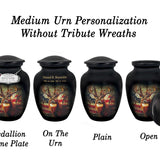 Buck USA Flag Deer Medium or Adult Cremation Urn - Tribute Wreath™ - Pro Personalization - Burial Vault Option