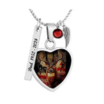 Buck USA Flag Deer Heart Jewelry Urn - Love Charms® Option