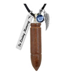 Bullet Walnut Cremation Necklace Urn - Love Charms Option