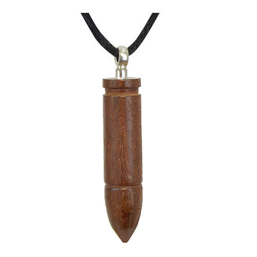 Bullet Walnut Cremation Necklace Urn - Love Charms Option