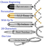 We The People Bullet Urns Pendants or Keychain Engraved Urns - Personalized Cremation Keepsake Bullets