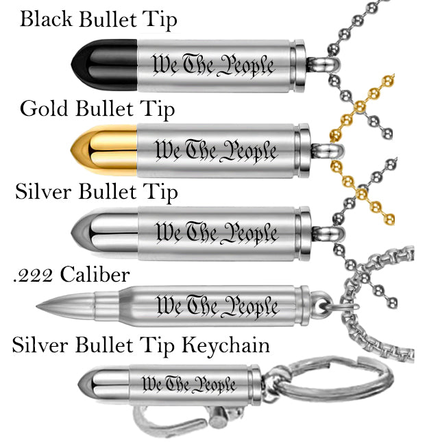 We The People Bullet Urns Pendants or Keychain Engraved Urns - Personalized Cremation Keepsake Bullets