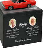 Race Track Companion Cremation Urn & 1969 Dodge Charger R/T Décor - With Photos