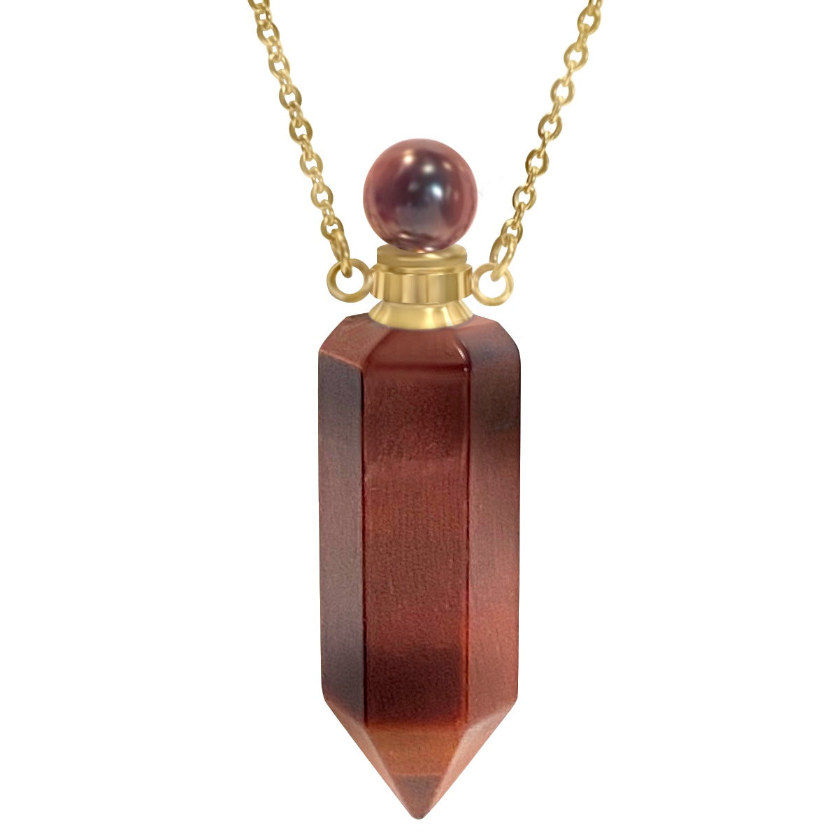 Red Tiger Eye Gemstone Crystal Cremation Jewelry Ash Necklace Urn - Love Charms® Option