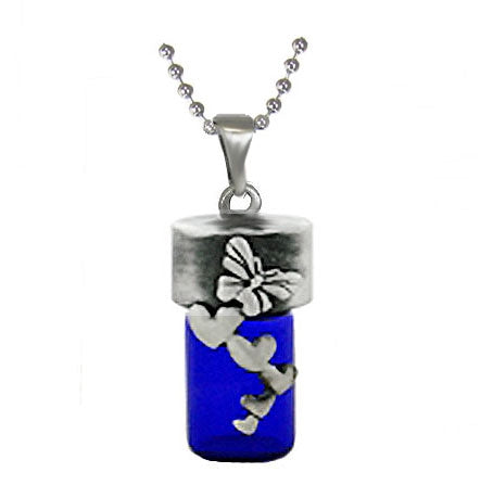 Butterflies & Hearts Cobalt Pendant Urn - Love Charms Option