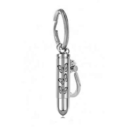 Butterflies Bullet 357 Magnum Keychain Keepsake Urn
