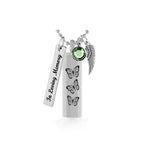 Butterflies Cylinder Pendant Keepsake Urn - Love Charms Option