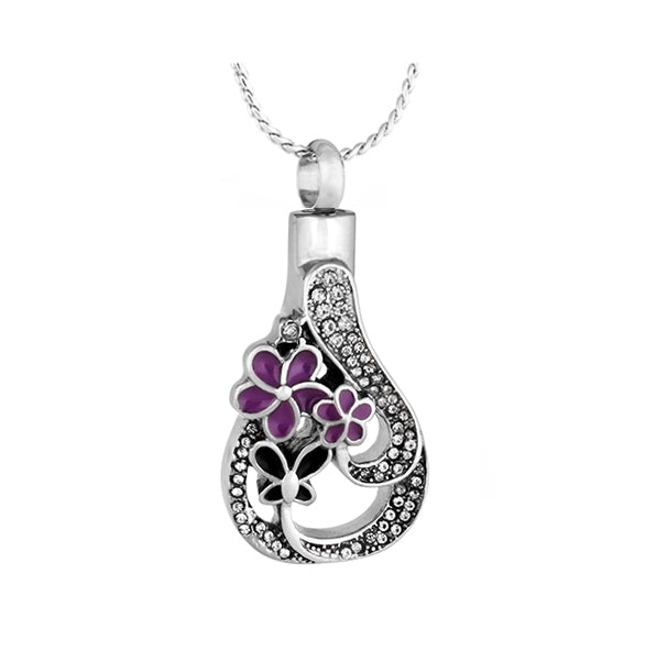 Garden Teardrop Cremation Jewelry Urn - Love Charms Option