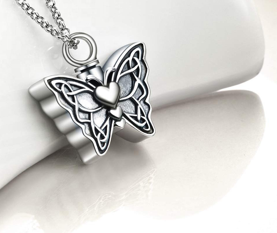 Butterfly Hearts Cremation Jewelry Urn - Love Charms® Option