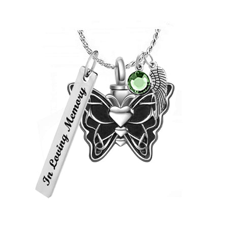 Butterfly Hearts Cremation Jewelry Urn - Love Charms® Option