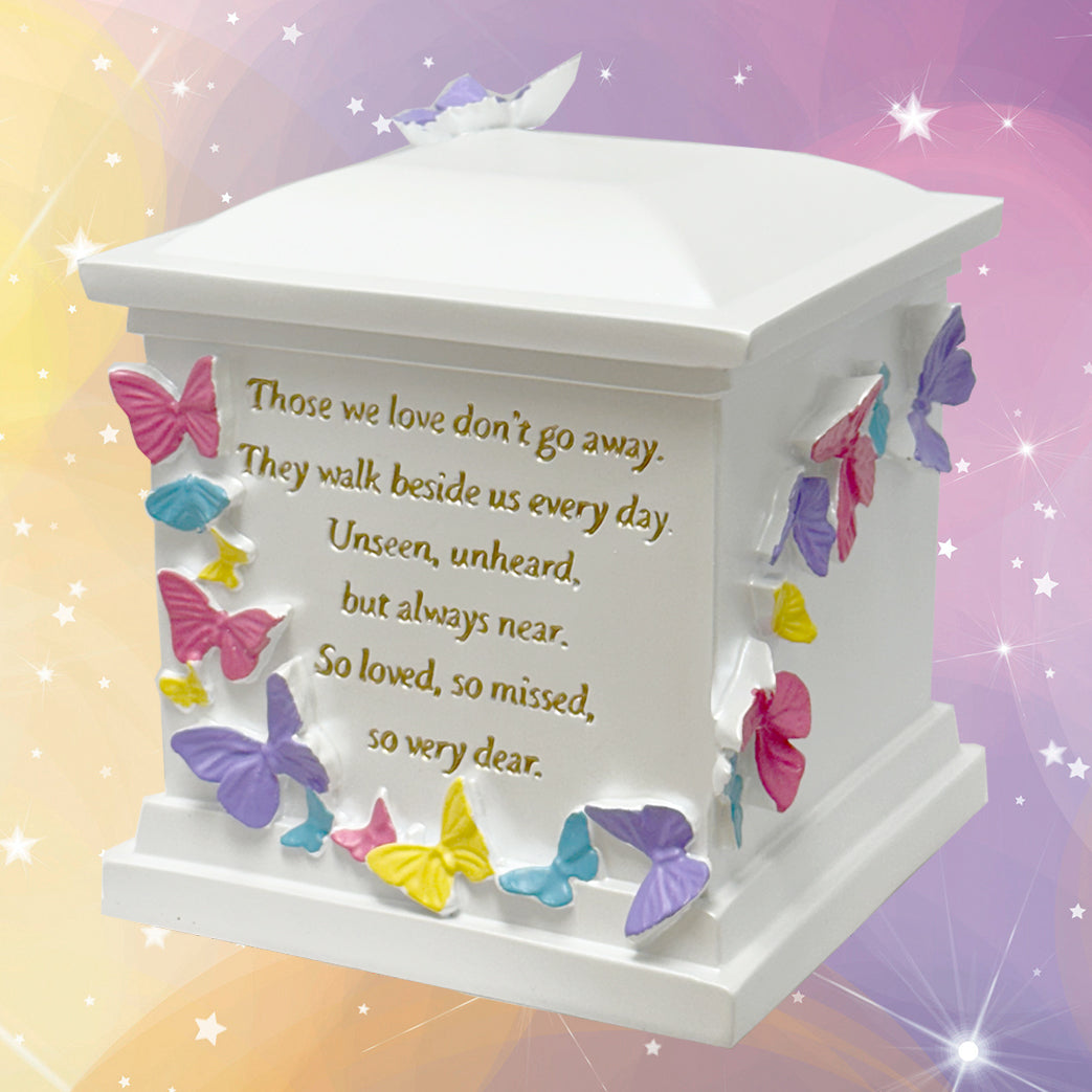 Those We Love ~ Butterfly Medium Urn - Cremation Engraved Butterfly - Plate Option