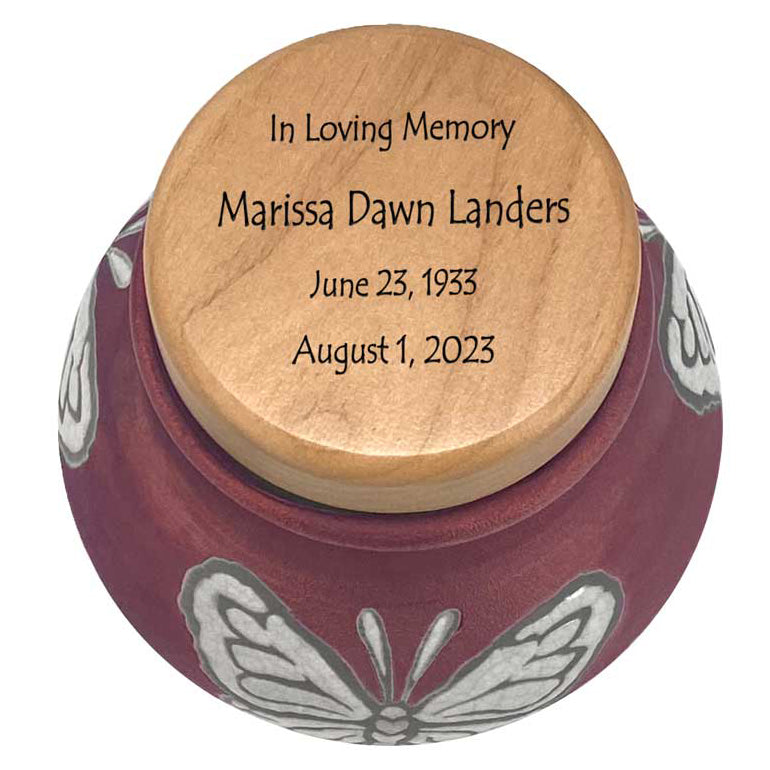 Butterfly Raku Cremation Adult or Medium Urn - Personalization Option