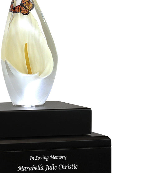 Monarch Butterfly & Calla Lily Cremation Art Urn - Unique Butterfly Memorial
