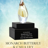 Monarch Butterfly & Calla Lily Cremation Art Urn - Unique Butterfly Memorial