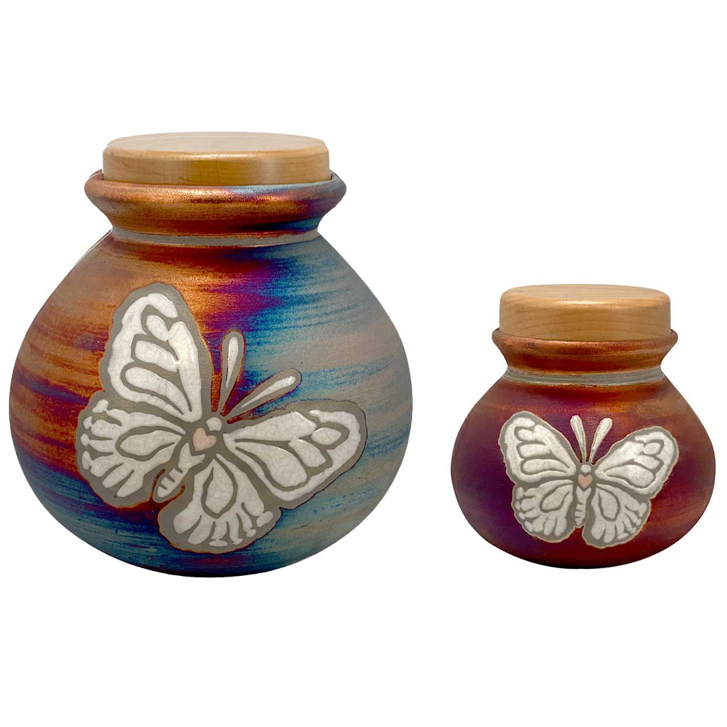 Butterfly Raku Cremation Adult or Medium Urn - Personalization Option