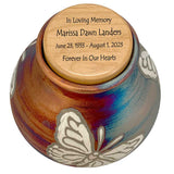 Butterfly Raku Cremation Adult or Medium Urn - Personalization Option